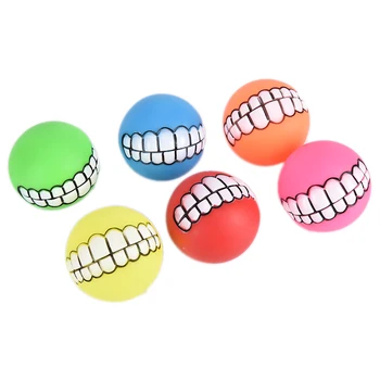 

Funny Pets Dog Puppy Cat Ball Teeth Toy PVC Chew Sound Dogs Play Fetching Squeak Toys Pet Supplies