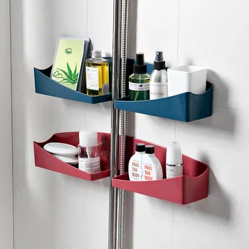 

Modern personality bathroom wall hanging rack free perforated wall rack household seamless kitchen rack drain rack LB92904