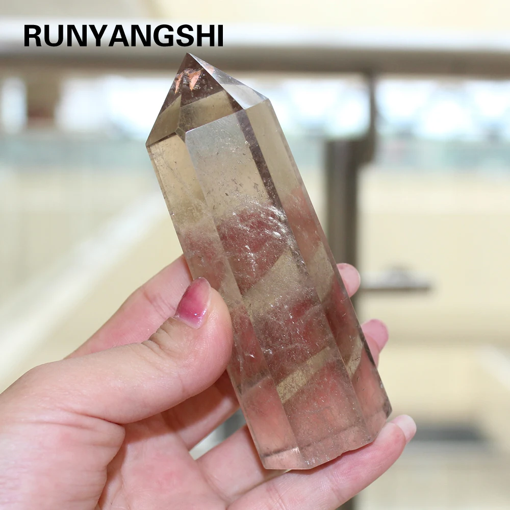 Runyangshi 1 шт. естественный дым кристаллы кварца башня Обеликс полированный Исцеление Камень медитации, камень дыма