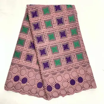 

New 5 yard Swiss lace fabric 2019 latest heavy stones embroidery African 100% cotton fabrics Swiss voile lace popular Dubai stye