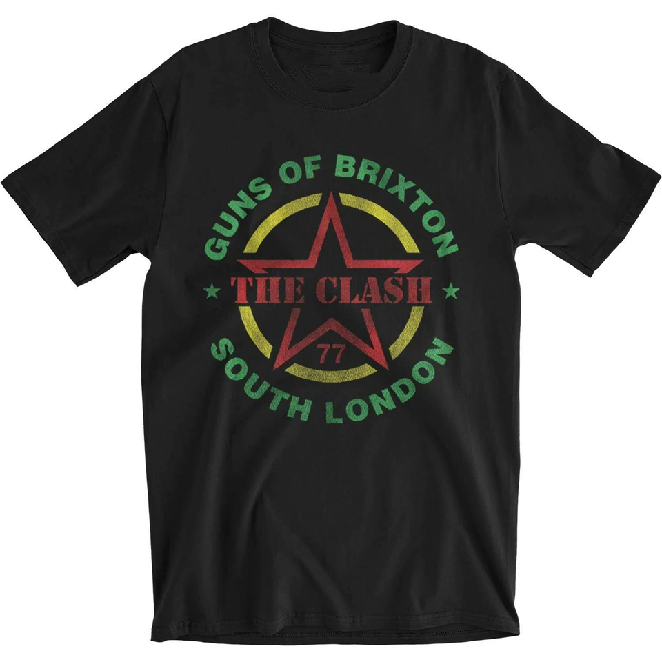 

Clash Men'S Guns Of Brixton Slim Fit T-Shirt Small Black Rockabilia Custom Special Print Tee Shirt