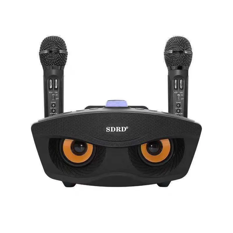 Двойной Bluetooth динамик с 2 беспроводными микрофонами для улицы семья KTV стерео