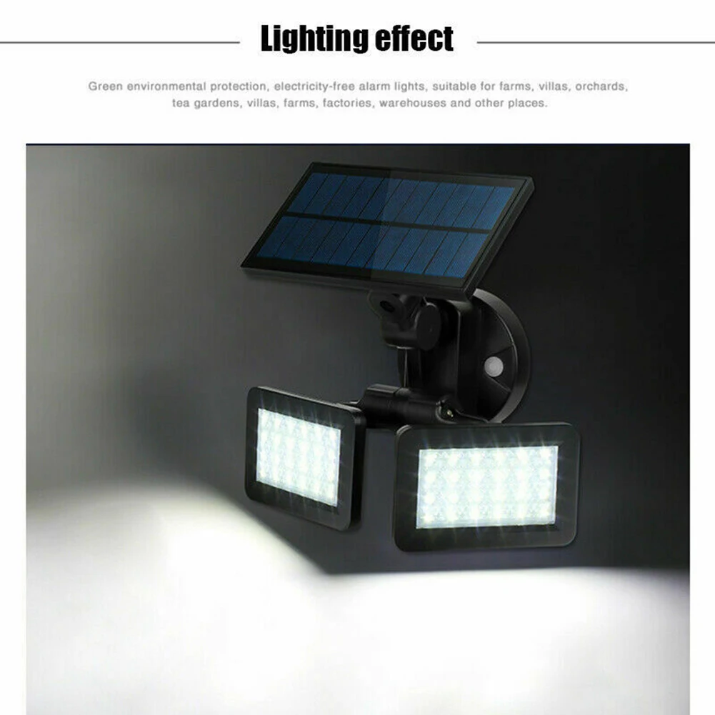 48LED двойной головкой вращающийся Солнечный свет водонепроницаемый IP65 открытый радар прожектор с датчиком супер яркий ярд лампа для украшения сада