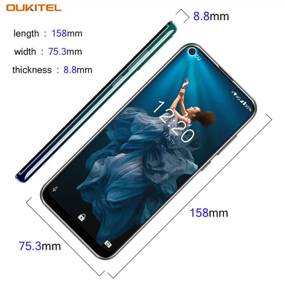  original OUKITEL C17 Pro Smartphone Face ID 6.35''FHD 4GB RAM 64GB ROM Android 9.0 MTK6763 Octa Cor