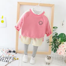 Зимний, утепленный, для детей спортивный костюм для девочек; бархатный Повседневное трикотажная кофта на молнии с капюшоном+ Спортивные леггинсы комплект из 2 предметов для малышей, костюм для девочек брендовый теплый хлопковый комплект для малышей