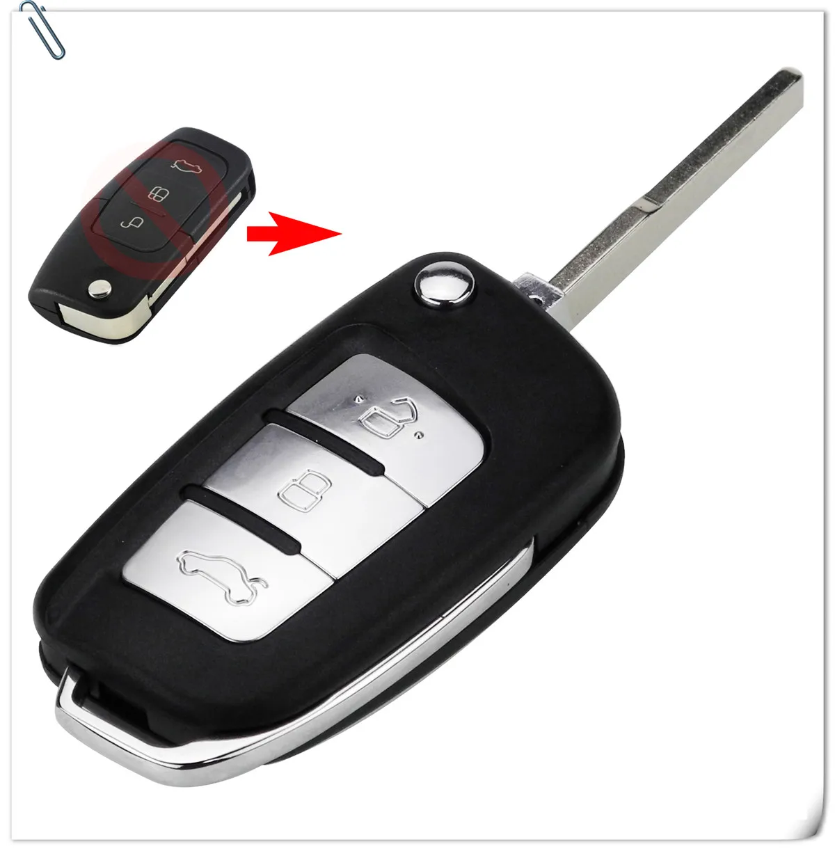 Cheap 3 Button Modified Flip Folding Remote Key Shell for Ford Focus Fiesta C-Max S-Max Ka Mondeo Galaxy Fob Case HU101 FO21 Blade 5
