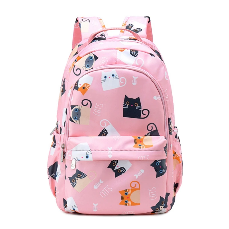 

AUAU-Waterproof Kawaii Cat Printing Backpack Women School Students Backpack Female 15.6 Inch Laptop Cute Bookbag Girls