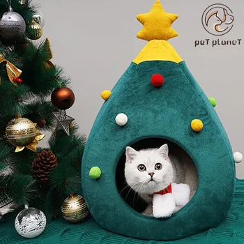 

Christmas Cat Nest Four Seasons Universal Pet Supplies Cat Bed Cat Villa Cat Kennel Felt Nest Cat Supplies Cold & Warm