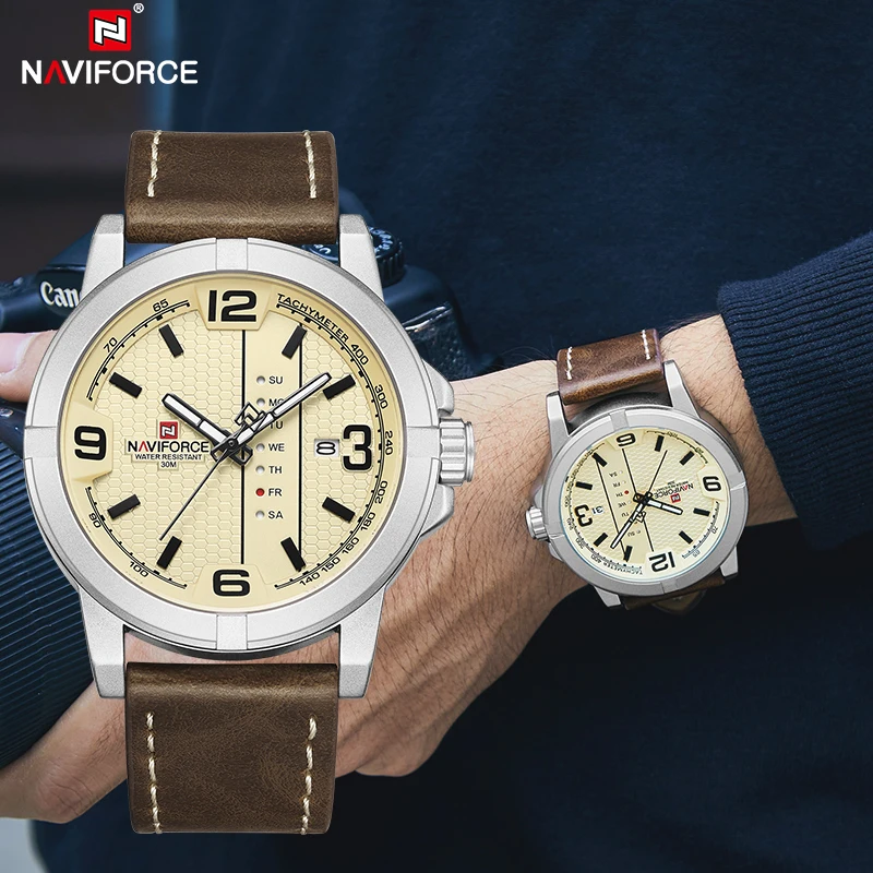 Часы наручные NAVIFORCE Мужские кварцевые модные повседневные водонепроницаемые в