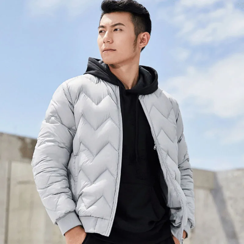  Original Xiaomi ULeemark Men Down Baseball Jacket Casual Zip Jacket Multi Pocket Ultra-light Warm W