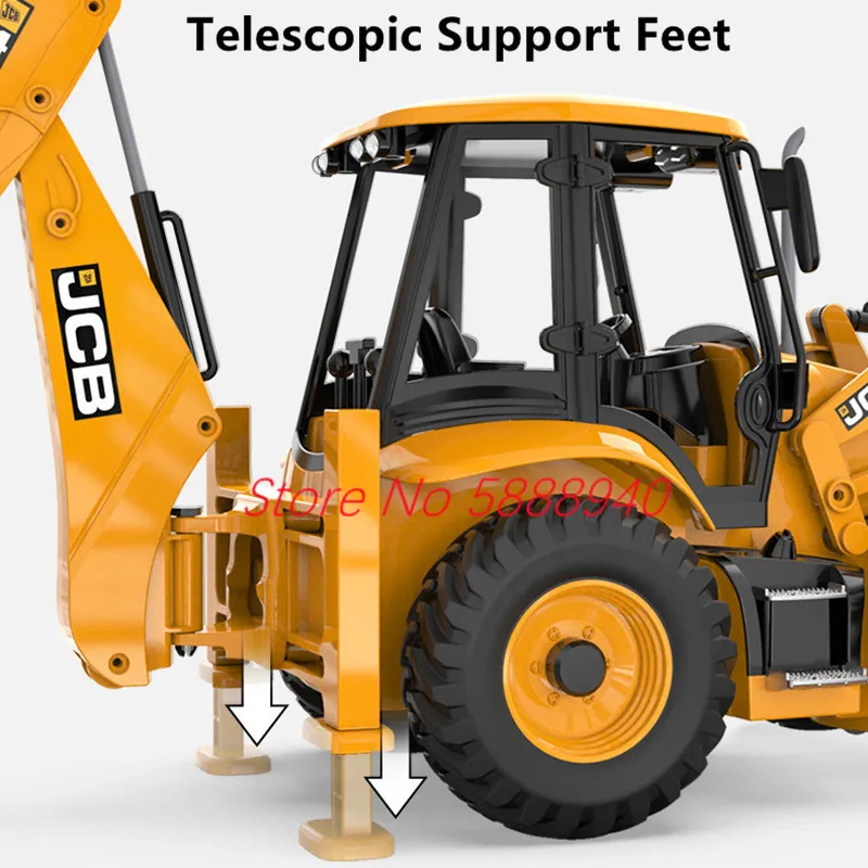 Intelligent Demo 2-Way Forklift Remote Control Excavator Telescopic Support Feet Simulated Sound Effect RC Truck Toys With Light 4