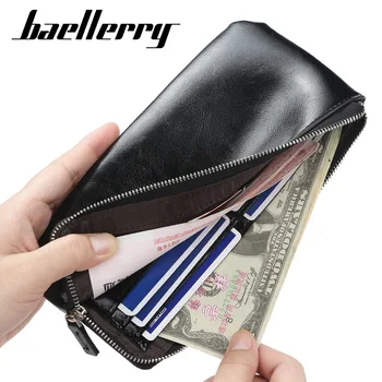 

Classic Men Wallets Long for Phone Style Card Holder Male Purse Quality Zipper Large Capacity Big Leather Zipper Business Wallet