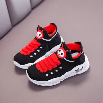 

Girls Boys Sport Stretch Mesh Shoes Cartoon Fly Knitting Running Sneakers Shoes Children Boys Shoes Thick Bottom SC150