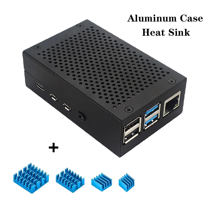 Raspberry Pi 4 Алюминиевый чехол корпус с алюминиевым радиатором охлаждения для Raspberry Pi 4 Модель B 4B - Цвет: kit 4