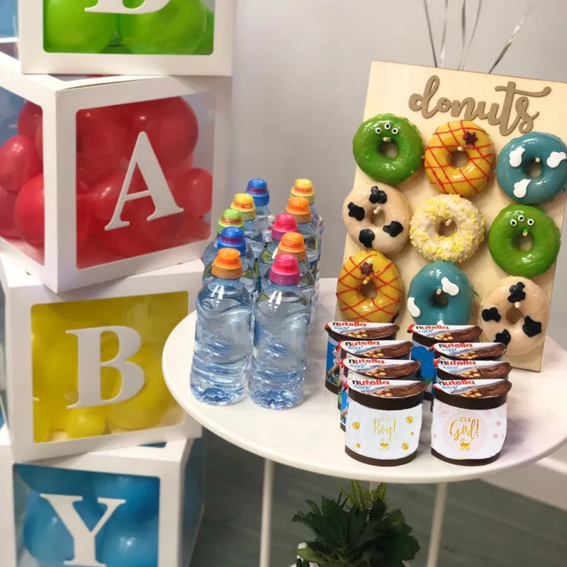 WEIGAO Baby Shower украшения BABY LOVE прозрачная коробка свадебный пончик настенный вертикальный держатель ребенок 1-й декор для вечеринки в честь Дня рождения подарок