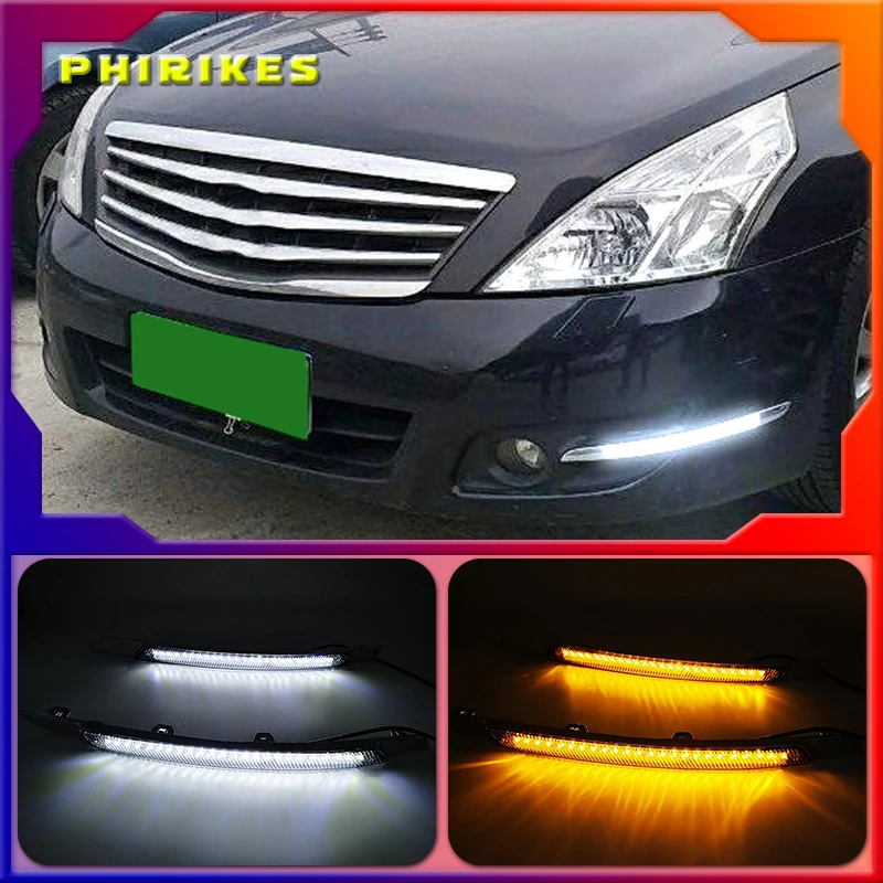 

LED Daytime Running Light For Nissan Teana J32 2008 2009 2010 2011 2012 2013 Yellow Turn Signal Relay Waterproof Car 12V LED DRL