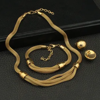 

Newest Gold Silver Color Necklace Bracelet Stud Earrings Hot Stainless Steel Jewelry Sets For Women Fashion SEDZGLCF
