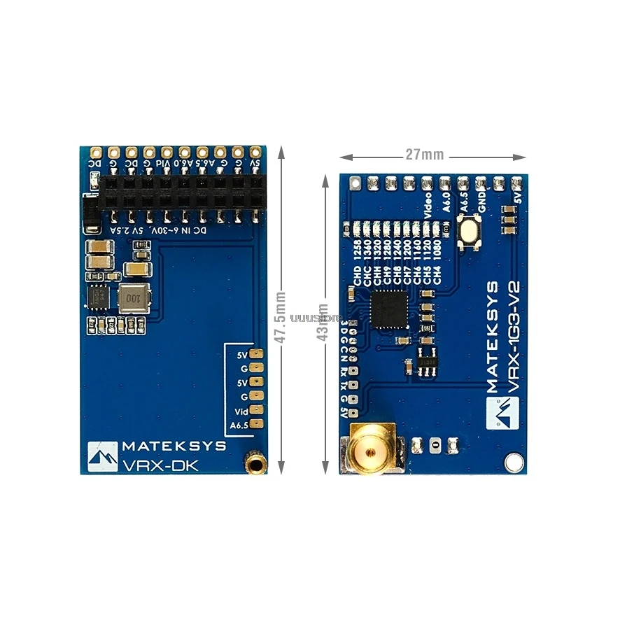 MATEKSYS VRX-1G3-V2 Receiver - 1.2Ghz 1.2g 9CH Wide band FPV Video Receiver for RC Drone Goggles Monitor Long range Matek System 8