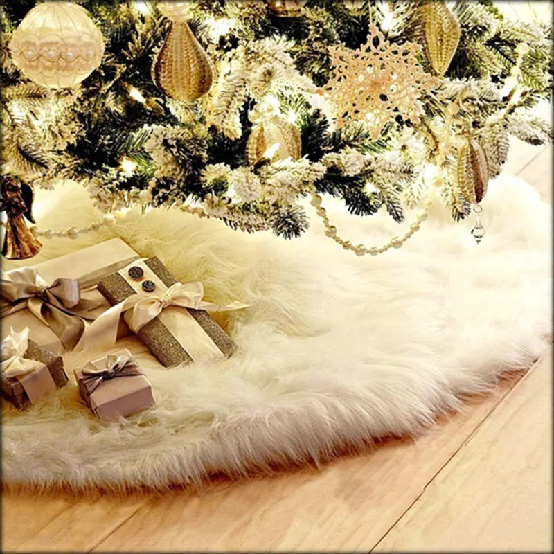 1 шт. белый ковер, Рождественская елка, юбка 78-150 см, Мягкая юбка, круглый коврик для пола, плюшевый ковер для рождественской елки, подарок, Новогоднее украшение