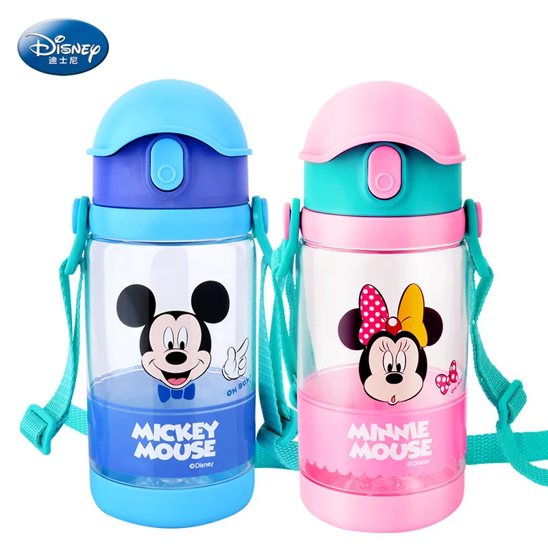 DISNEY Childen пластмассовые чашки для воды бутылки молока мультфильм милый соломенный тип с веревкой Открытый Портативный Микки и Минни