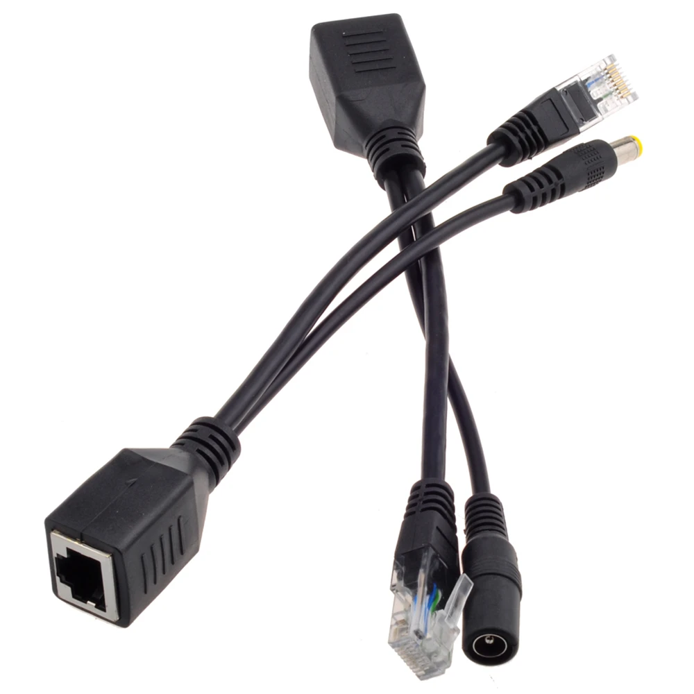 2pcs RJ45 кабель адаптер POE Мужской Женский инжектор сплиттер комплект Пассивный блок питания контроль ленты над Ethernet12-48v сепаратор синтеза