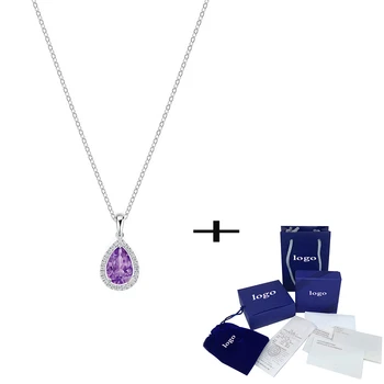 

SWA New Fashion Fresh Pendant Simple Temperament Purple Crystal Necklace Ladies Luxury Jewelry For Girlfriend Best Romantic Gift