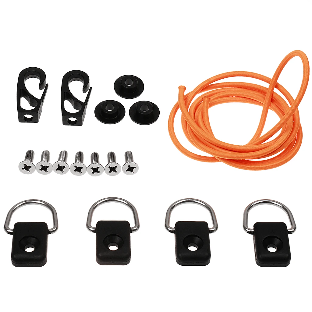 Kayak Canoe Bungee Deck Kit D Rings Hooks Safety Lanyard Hardware Accessory
