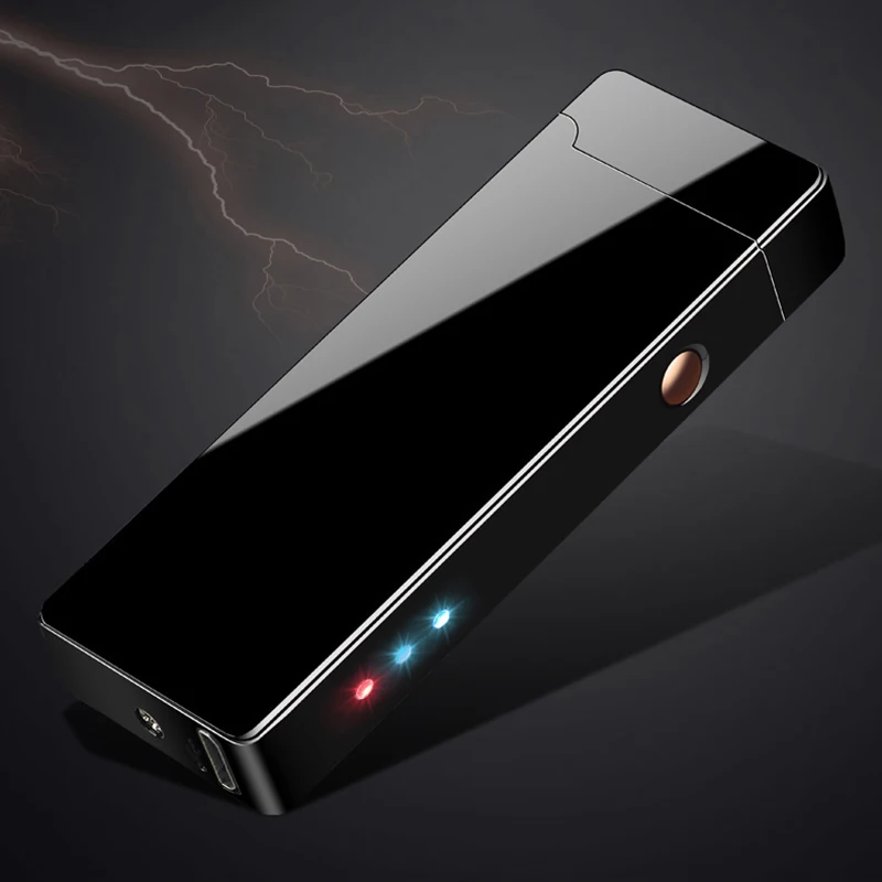 Металлическая двухдуговая USB Аккумуляторная Зажигалка ветрозащитная плазменная