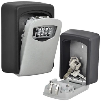 

Key Lock Box Wall Mounted Aluminum Alloy Key Safe Box Weatherproof 4 Digit Combination Keys Storage Lock Boxes Indoor Outdoor
