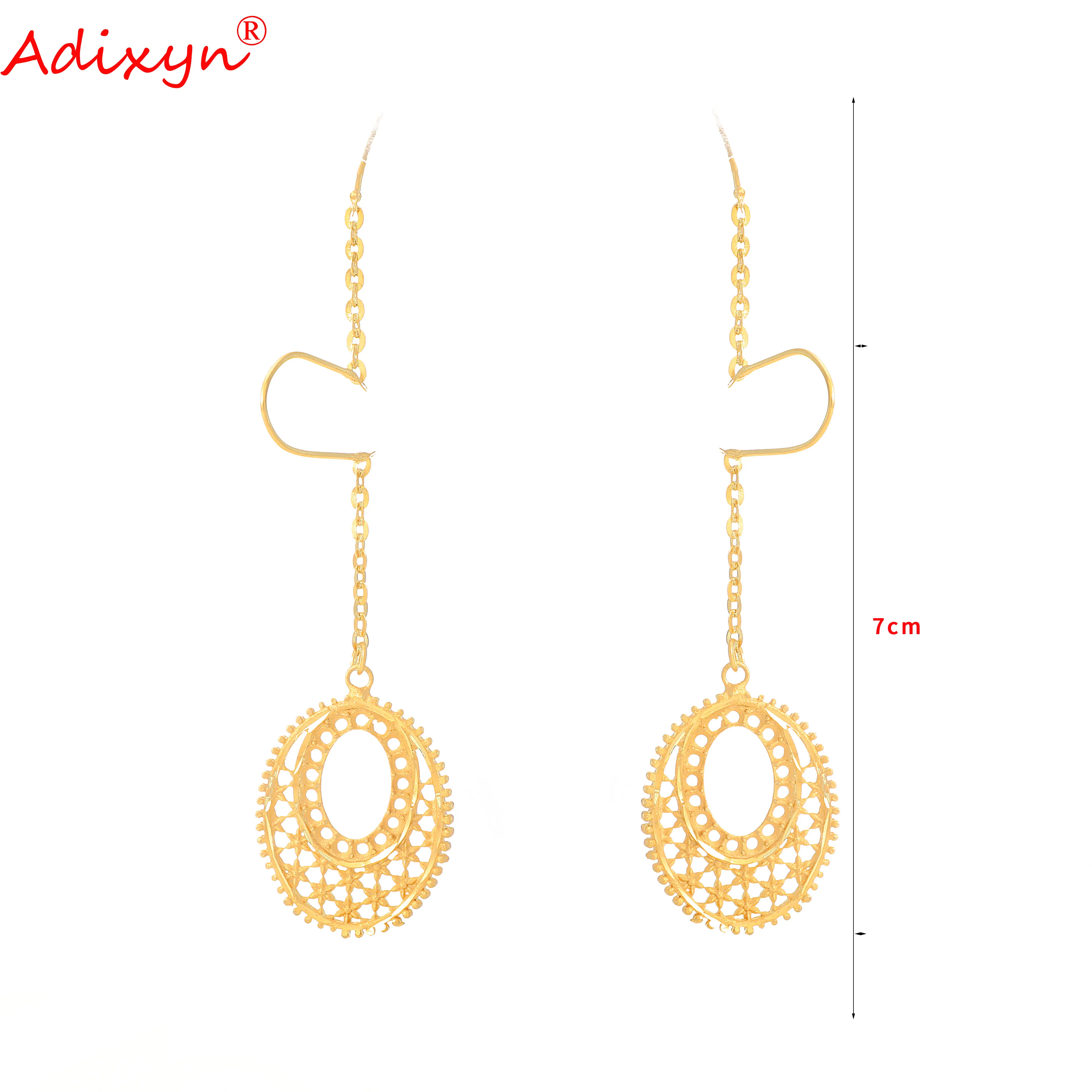 Adixyn 9 desigh (can choice) India 24k gold Color Drop Earrings For Women Bridal Wedding Jewelry Gifts African Dubai Items N1020