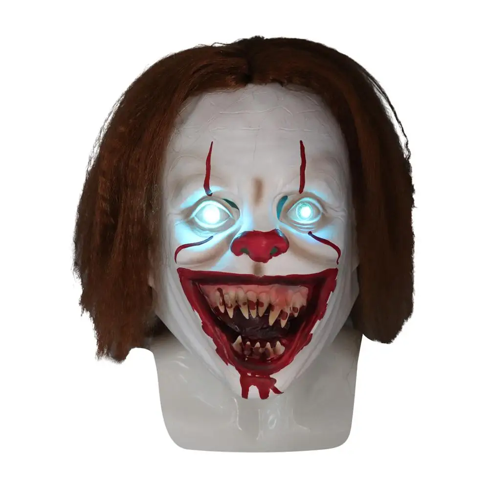 

Halloween LED Stephen King's It Horror Pennywise Joker Mask Cosplay Chapter Two Clown Latex Masks Helmet Party Props Deluxe New