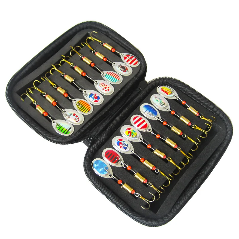 16PCS Fishing Lures Sequins Spoon Baits Set With Zipper Tackle Bag Treble Hooks Hand Spinner Crankbaits Fly | Спорт и развлечения