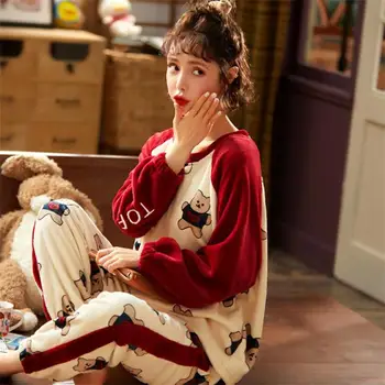 

Top Grey Pants Women's Two Pieces Cotton Pjs Student Girls Home Clothing Suit Minimalist Style Women's Sleepwear Loose Size Pink