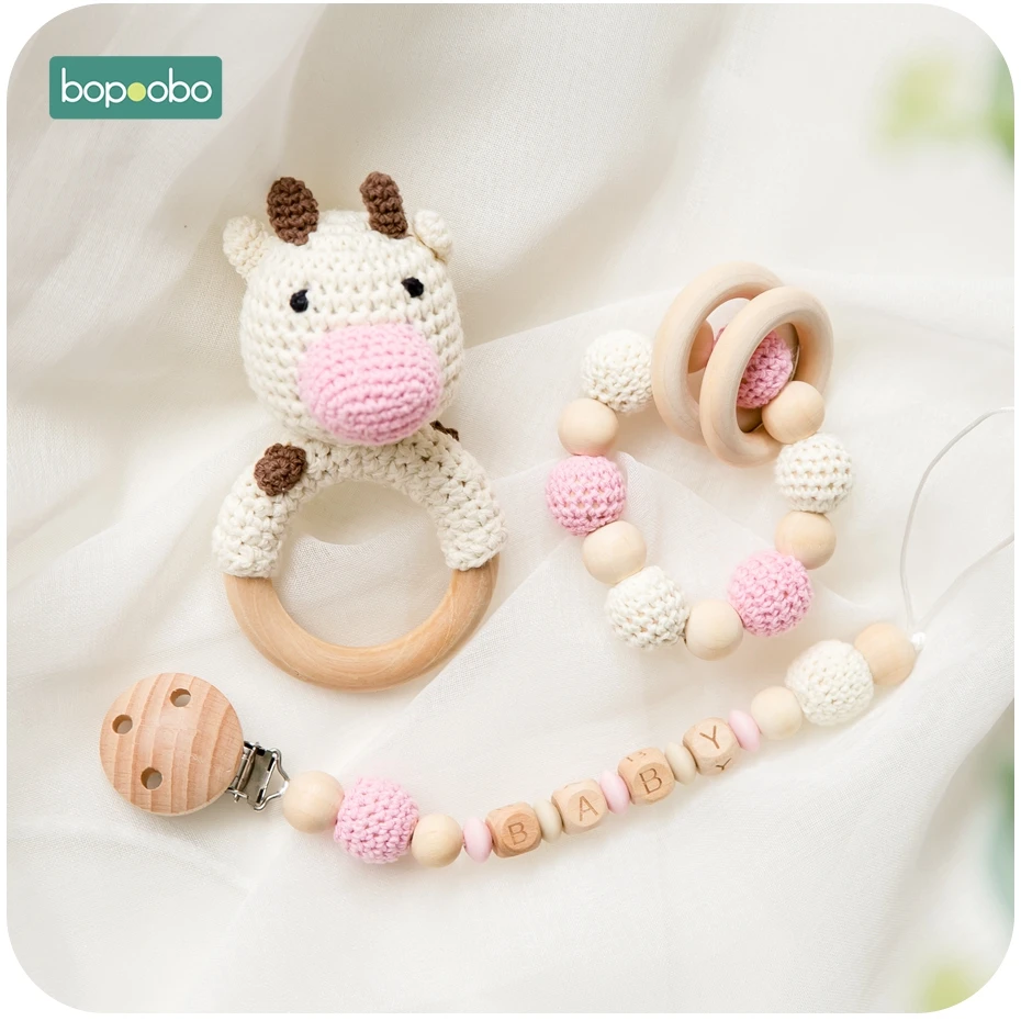Toys Nipples-Holder Pacifier Chain Feeding-Accessories Crochet Baby Clip Wooden Dummy