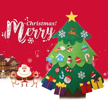

DIY Felt Christmas Tree Decoration Wall Hanging Ornaments Kids New Year Gifts Home Holiday Party Decor