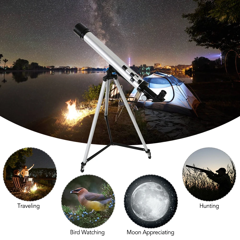 

Outdoor 100X Zoom Telescope 600x50mm Refractive Space Astronomical Monocular Travel Spotting Scope Tripod Waterproof Hunting