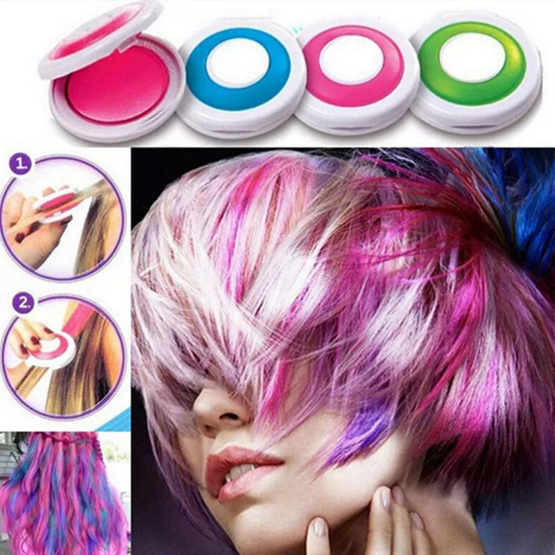 Цветные мелки для волос, модных 4 цвета волос, европейский стиль, пастельные тона, красители для волос в виде круглой подушечки с краской, мягкие пастельные тона красок для волос