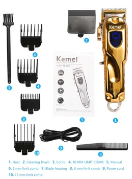 

Kemei clipper Gold silver electric wireless trimmer wireless portable high power barber Kit Cordless hair clipper hair trimmer