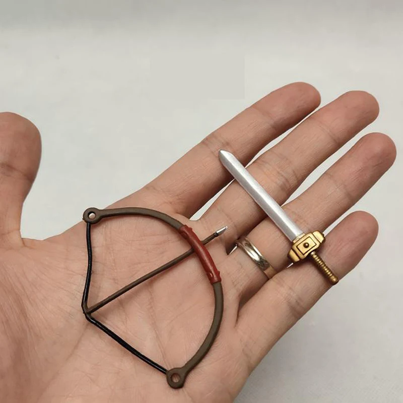 고대 군인 무기 인형 액세서리, 활과 화살 검 모델 고무 장난감, 중세 무기