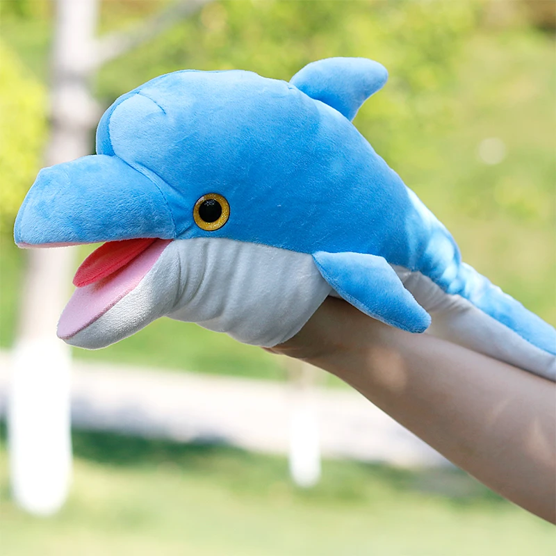 Dolphin Plush Hand Puppet For Children Kindergarten Parent-child Interactive Game Props Baby Kid Early Education Toys Gifts
