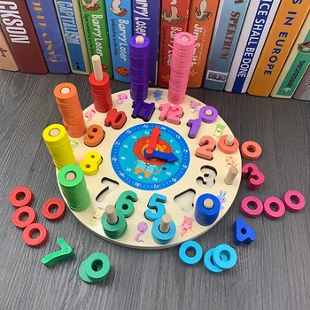 

Learning Clock Educational Toys Color Cognition Montessori Educational Early Education Teaching Aids Math Toys Gift