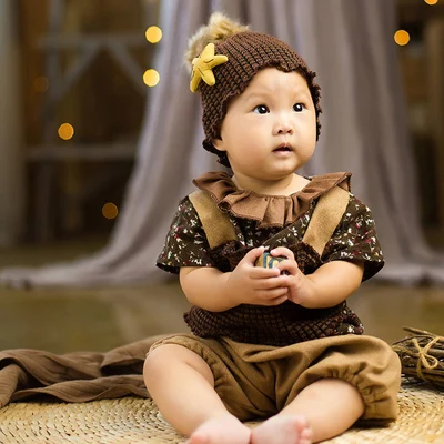 SS-12 Baby Boy Girl Photo Shoot Hat+Pant Sets Clothes Infant Photography Cartoon Costume Birthday Party Wear Kids Photo Props - Цвет: SS-12