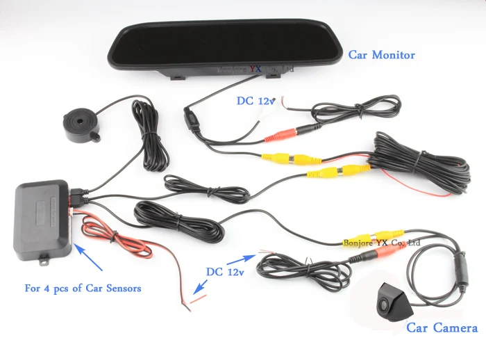 4 peças, trajetória dinâmica, radar reverso, espelho, câmera de visão traseira
