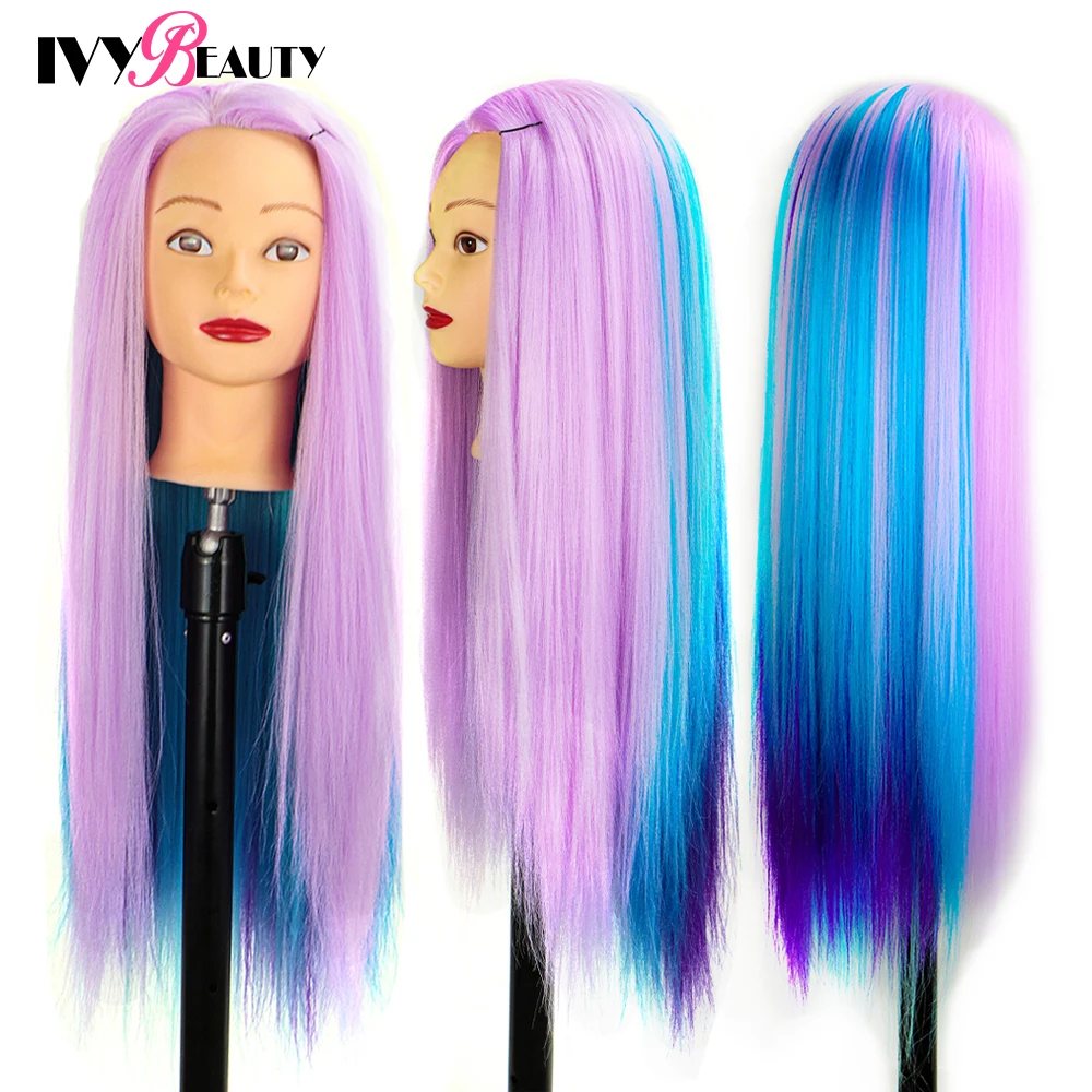 Colorful Pink Hair Training Mannequin Head for Hairstyles