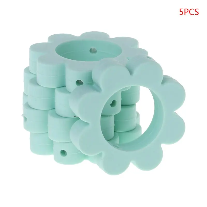 Mint Green Чехлы для айфонов 5 5 шт./компл. силиконовые бусины с изображением подсолнуха DIY бусины для бижутерии, Цепочки и ожерелья, у которого режутся зубки кулон по уходу за ребенком новорожденных; безопасное кольцо для нетоксичный мягкий - Цвет: Mint Green