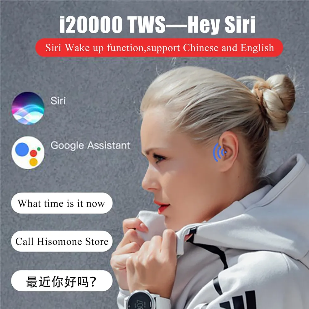 I20000 TWS, Bluetooth 5,0, беспроводные наушники, в уши, обнаружение, AI, голосовое управление, 1:1, клон, Air 2, KO, i200, i2000, i9000, i100000, TWS
