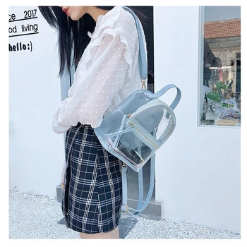 

2020 New Fashion Women Ladies Personality Transparent Backpack PVC PU Waterproof Beach Holiday Jelly Zipper Mini Bags Satchel