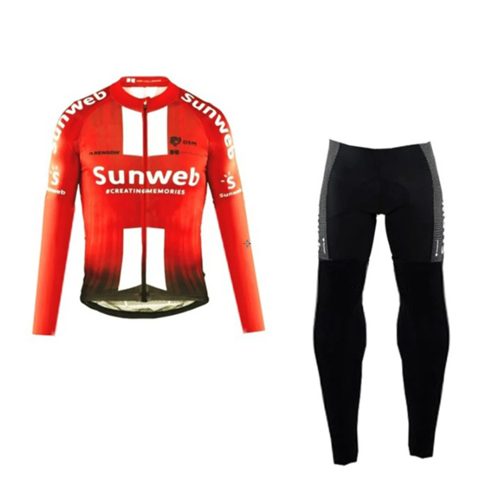 Весна и лето roupa ciclista sunweb с длинным рукавом Джерси костюмы для мужчин для верховой езды набор Быстросохнущий Maillot 12D PAD лайкра длинные брюки