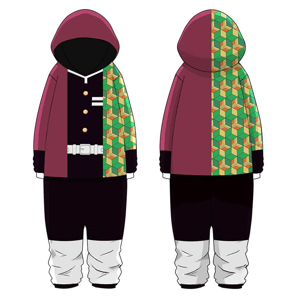Anime Kamado Tanjirou Cosplay Jumpsuit Onesies Rompers Pyjamas