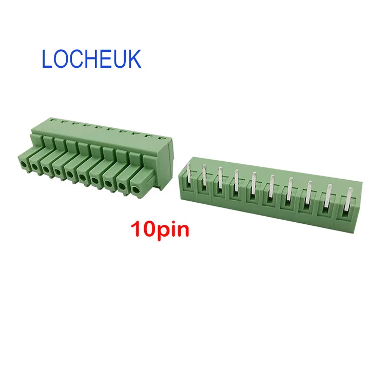 10 шт.(5 пар) 15EDG 3,81 мм KF2EDG PCB винт Клеммная колодка Разъем-штырь правый угол разъем 2/3/4/5/6/7/8/9/10/12pin - Цвет: 10PIN-5pair